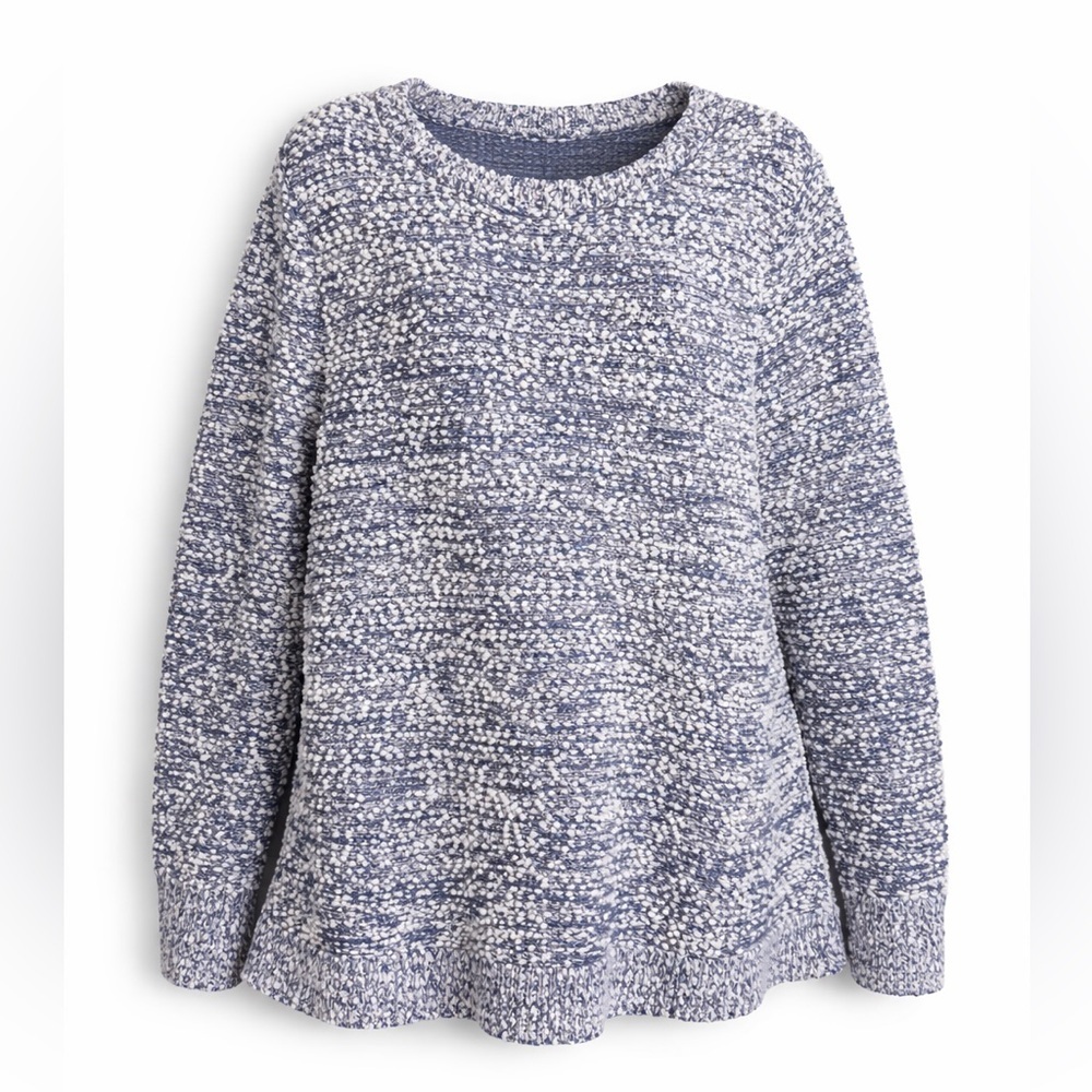 Pure Jill Textured Knit Sweater Blue White Size L